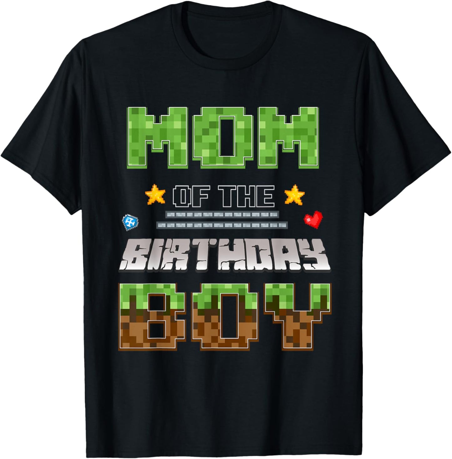 Mom of The Birthday Boy Video Gamer Pixel Birthday Party T-Shirt - T-Shirt | Black