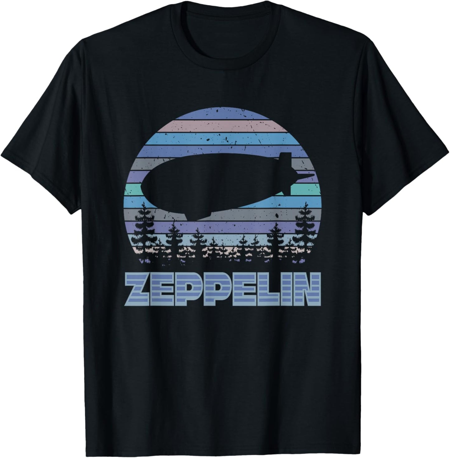 Vintage Zeppelin Funny Sunset Airship Pilot Dirigible Lovers T-Shirt - T-Shirt | Black