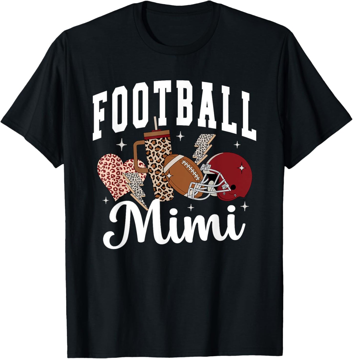 Football Mimi Leopard Football Mimi Matching Family Football T-Shirt - T-Shirt | Black