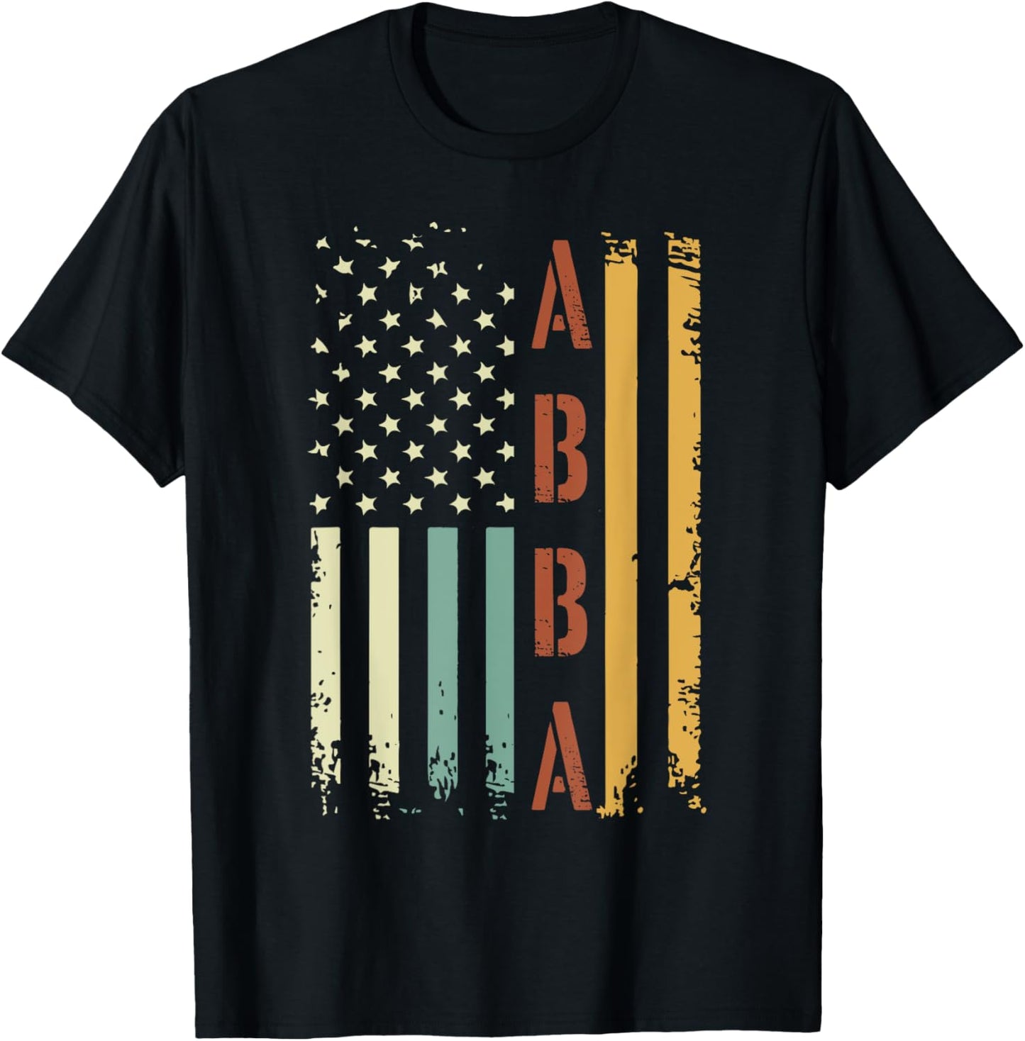 Abba Vintage American Flag Father's Day 4th of July T-Shirt - T-Shirt | Black