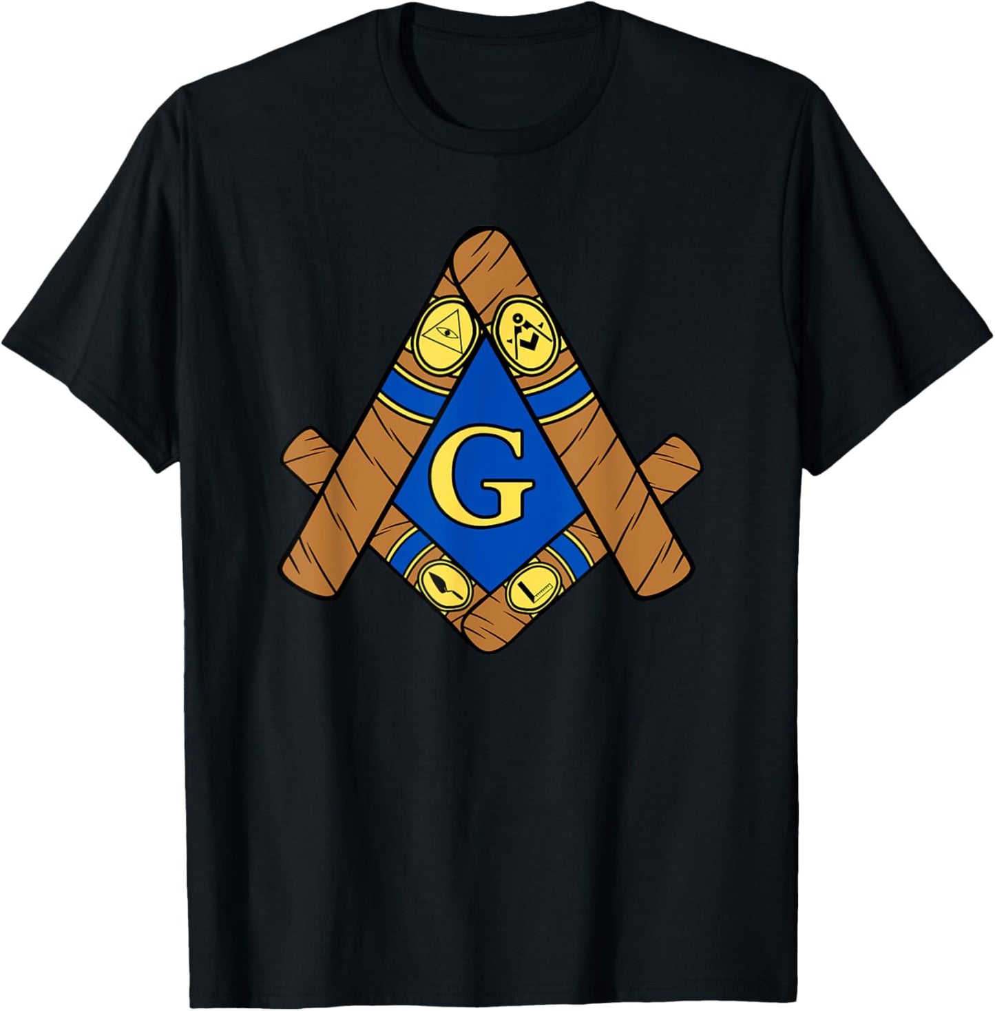 Masonic Cigar Symbol Smoking Working Tools Fun Lounge Gear T-Shirt - T-Shirt | Black