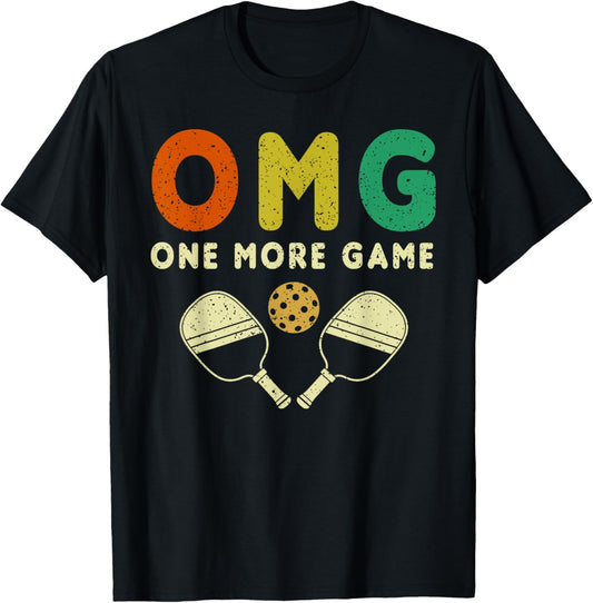 Pickleball Retro For Picklers Men Women OMG One More Game T-Shirt - T-Shirt | Black