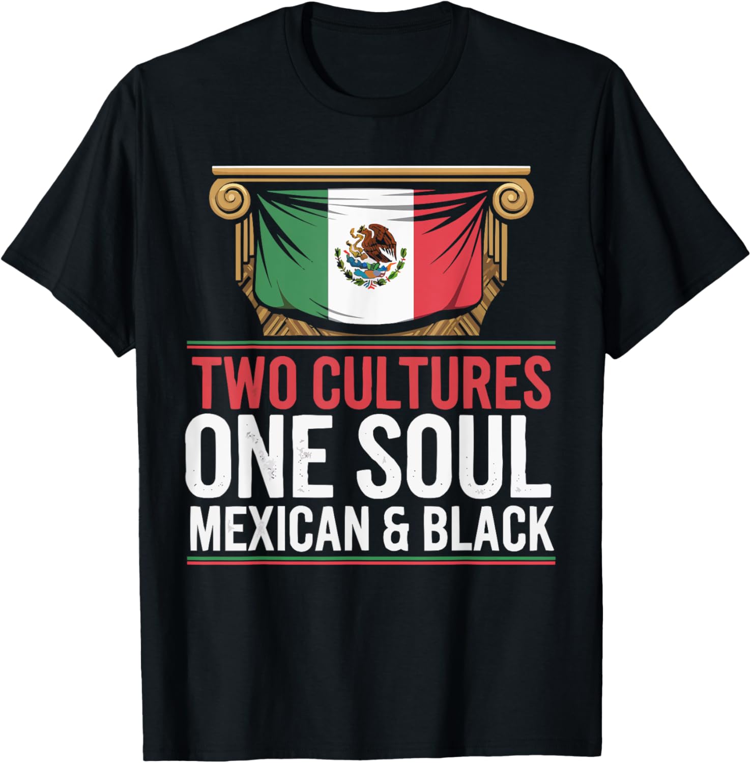 Half Mexican Half African American USA Flag Black America T-Shirt - T-Shirt | Black