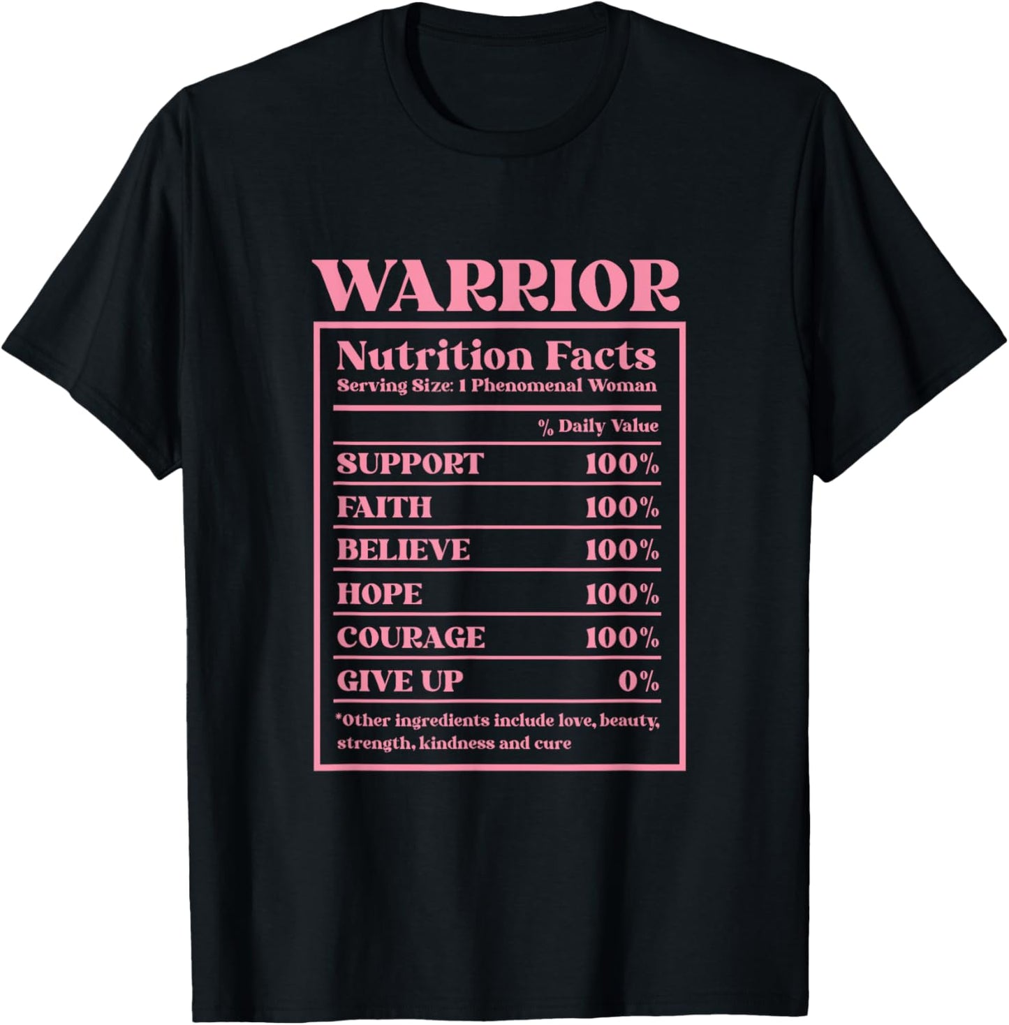 Warrior Nutrition Facts Breast Cancer Awareness T-Shirt - T-Shirt | Black