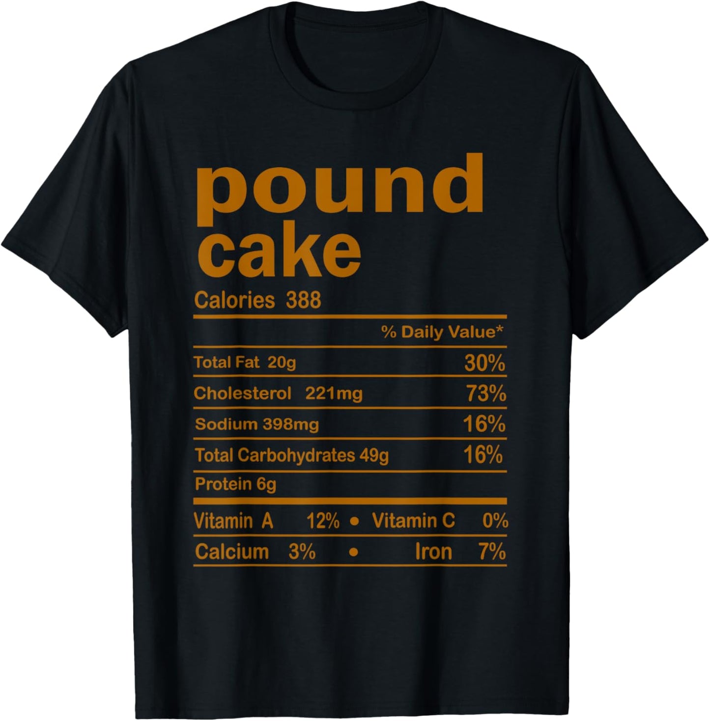 Pound Cake Nutritional Facts Thanksgiving Family Matching T-Shirt - T-Shirt | Black
