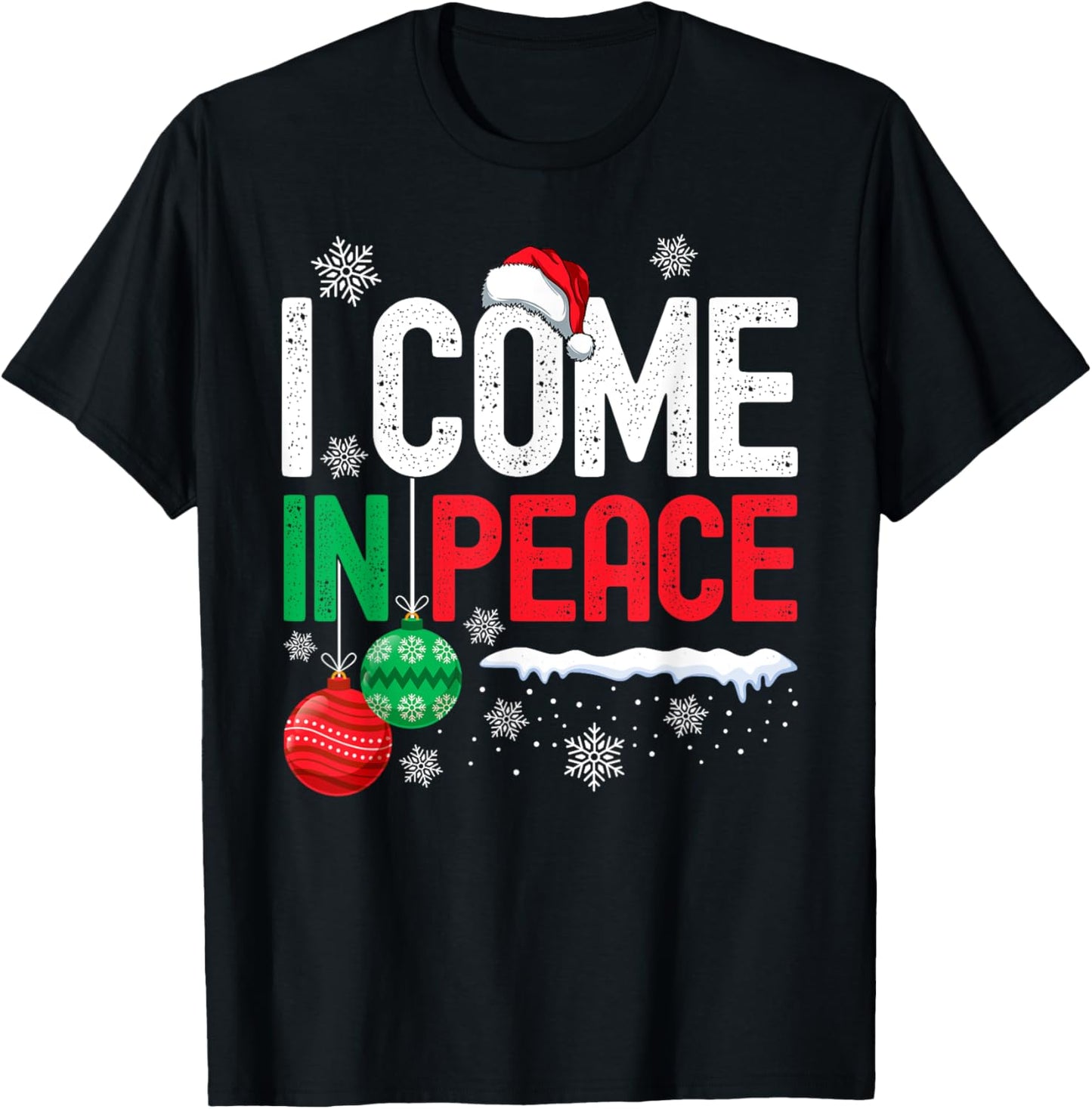 I Come In Peace Funny Christmas Pajamas Couples Matching T-Shirt - T-Shirt | Black