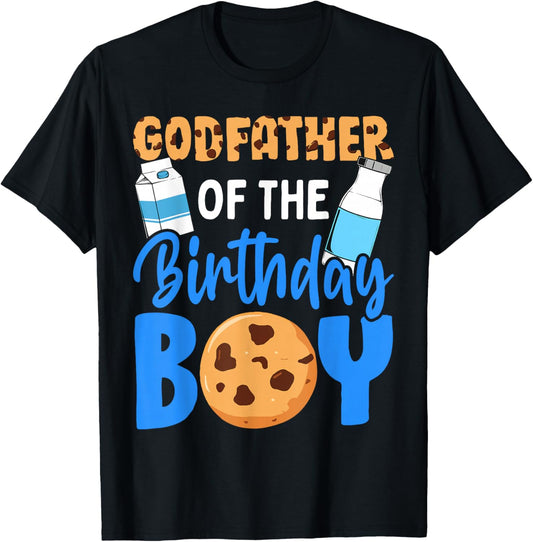 Godfather of the birthday boy Milk and Cookies 1st birthday T-Shirt - T-Shirt | Black