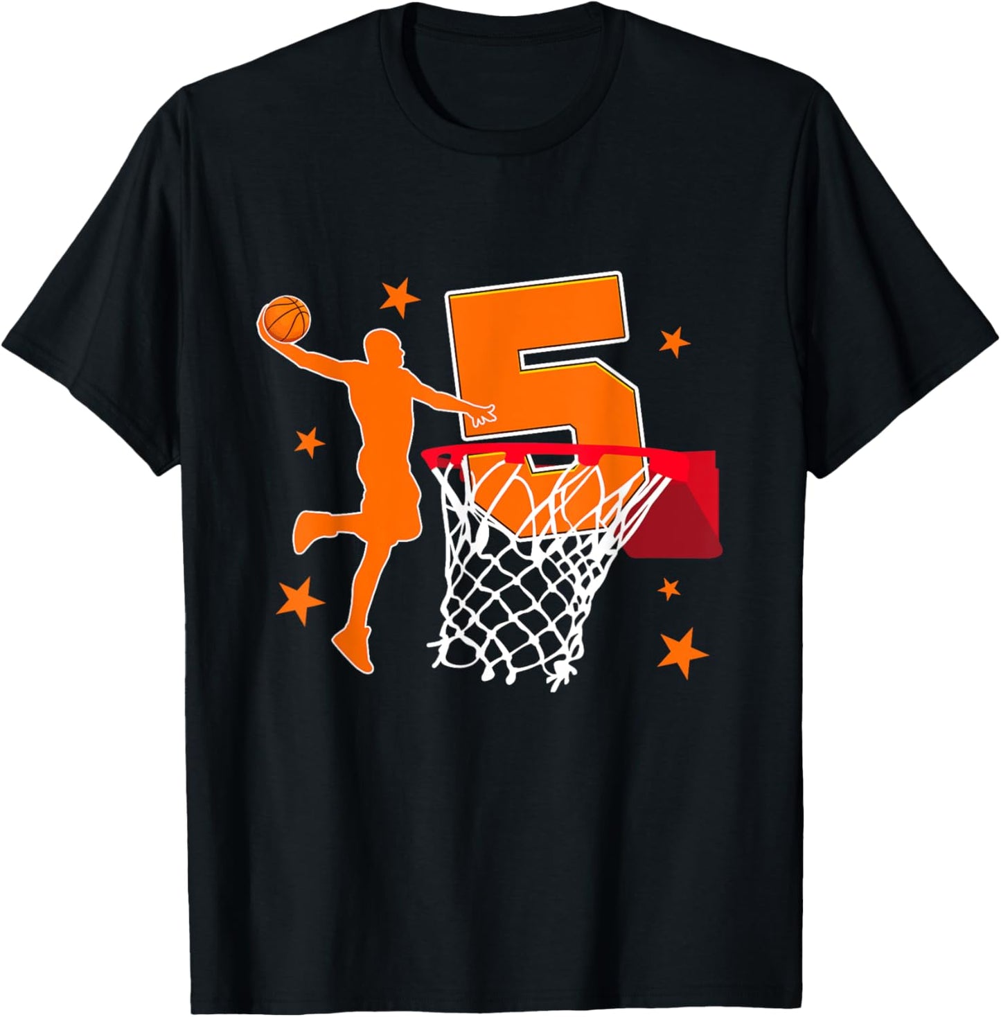 5th Birthday Basketball Player Theme 5 Year Old Party T-Shirt - T-Shirt | Black