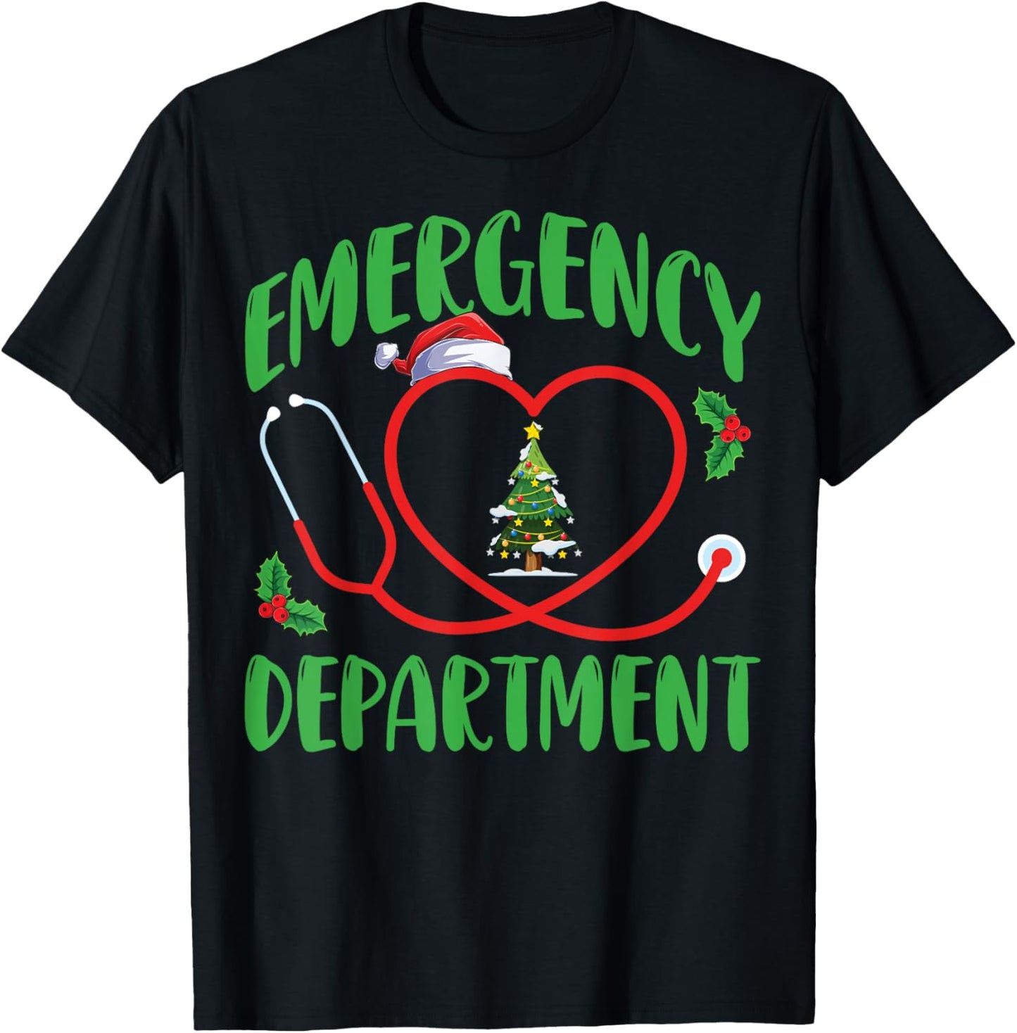 Emergency Department ER Emergency Room Nurse Christmas T-Shirt - T-Shirt | Black