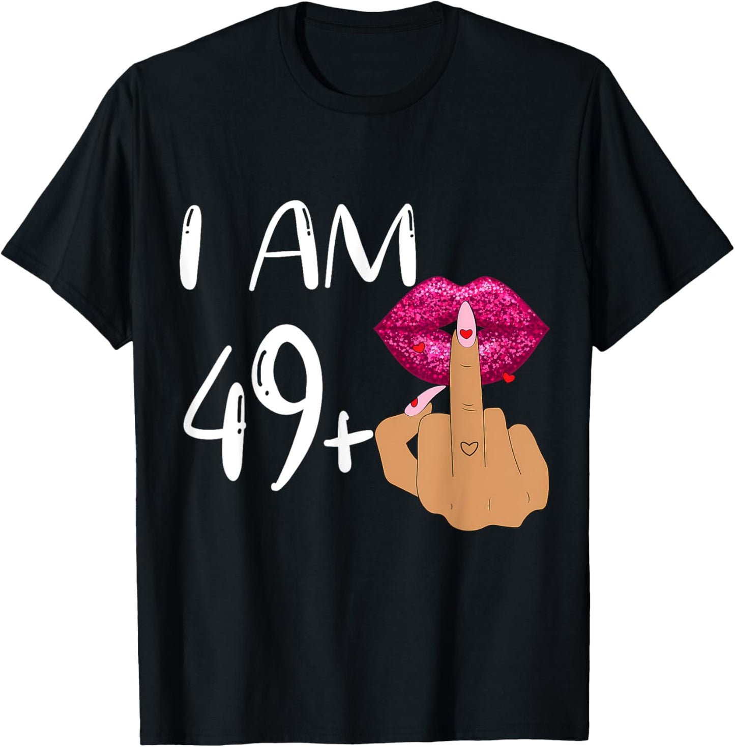 Funny 50Th Birthday,I Am 49+1 Finger Birthday,I'm 49 plus 1 T-Shirt - T-Shirt | Black