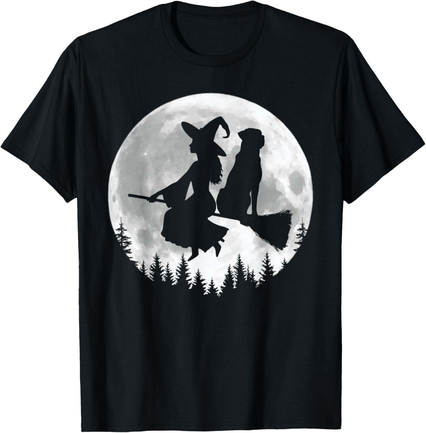 Fun Witch Rottweiler Broomstick Halloween T-Shirt - T-Shirt | Black