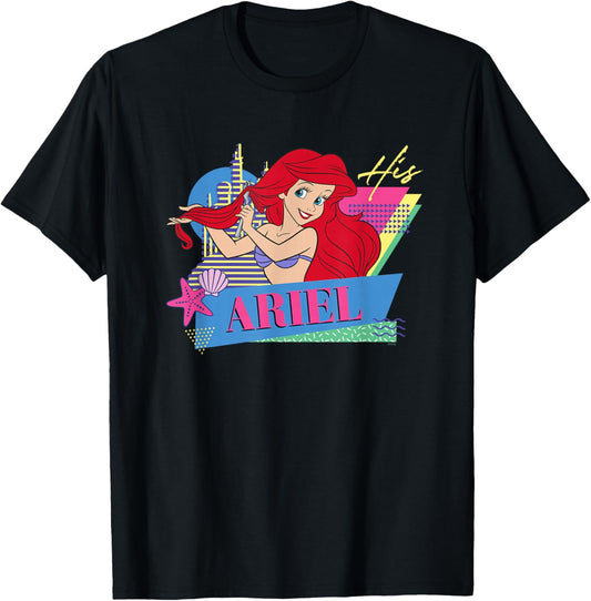 Disney The Little Mermaid Retro Couples Matching His Ariel T-Shirt - T-Shirt | Black