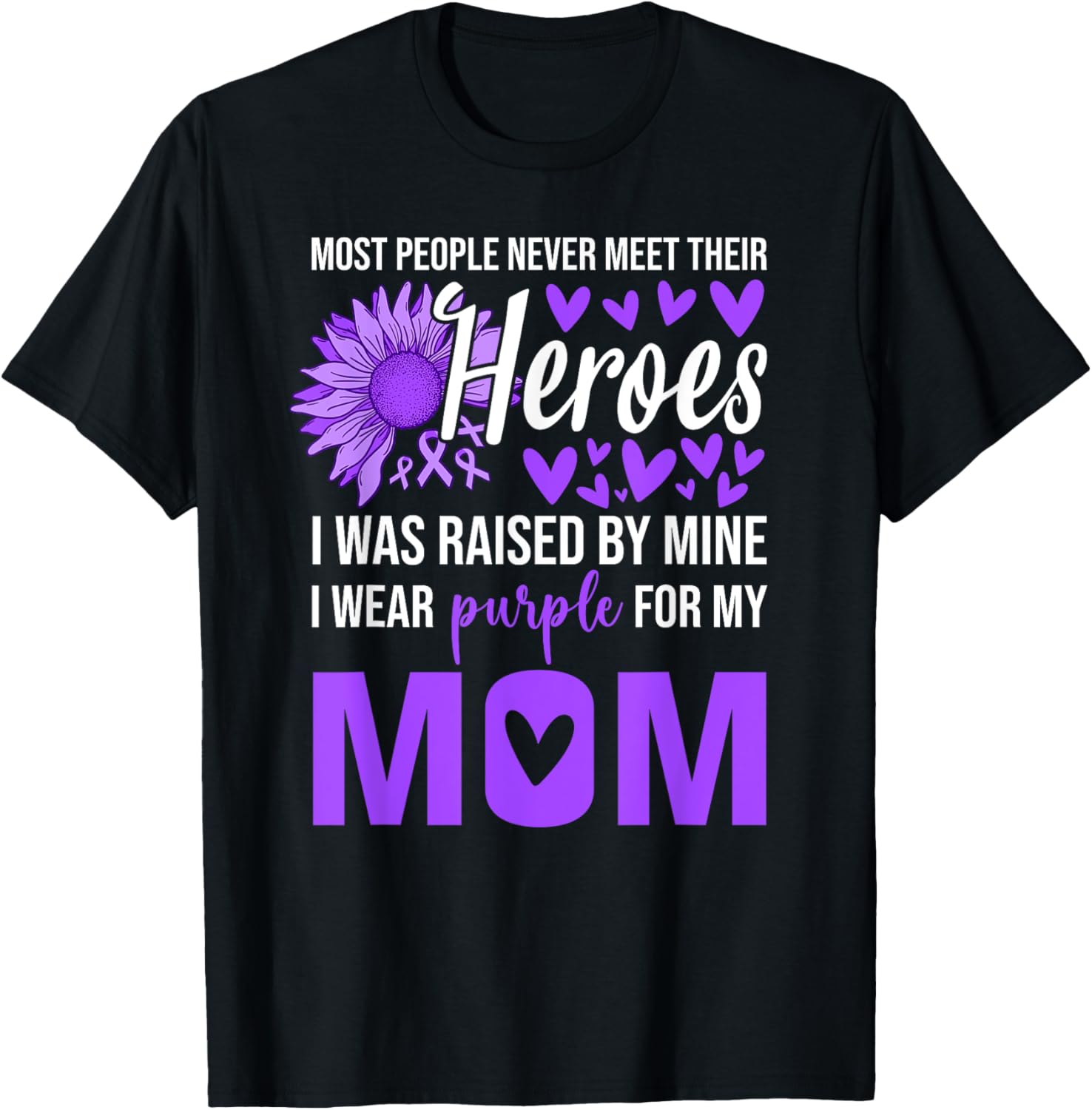 I Wear Purple for Mom Shirt Sunflower Alzheimer‘s Awareness T-Shirt - T-Shirt | Black