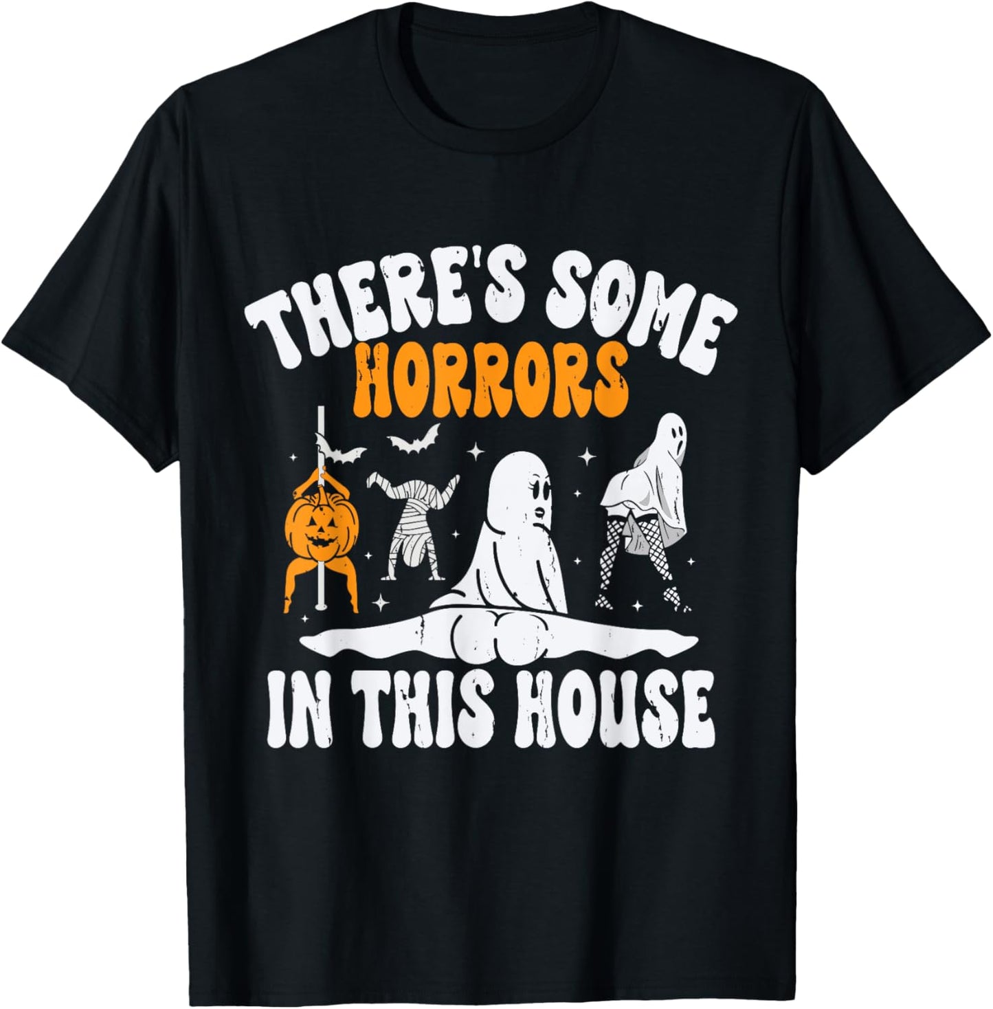 There's Some Horrors In This House Ghost Halloween T-Shirt - T-Shirt | Black