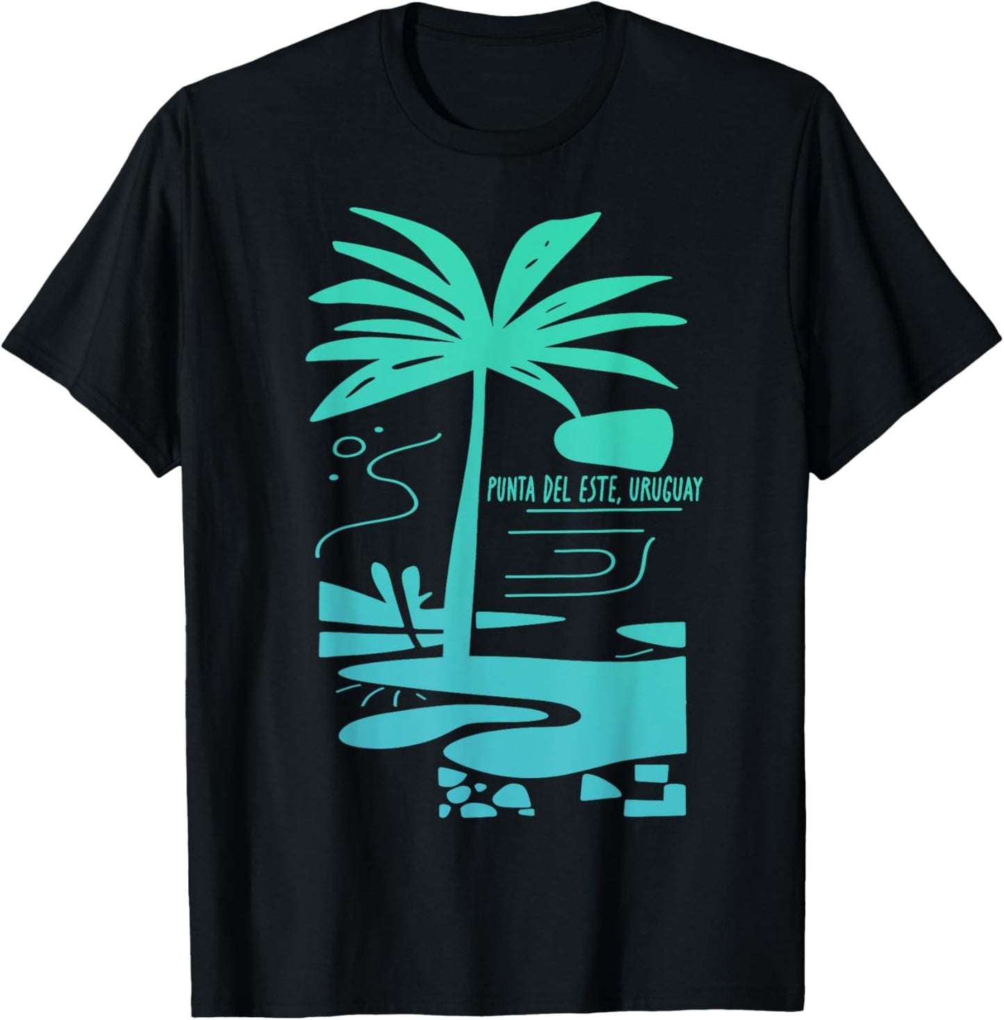 Punta del Este Uruguay Minimalist Beach Scene T-Shirt - T-Shirt | Black