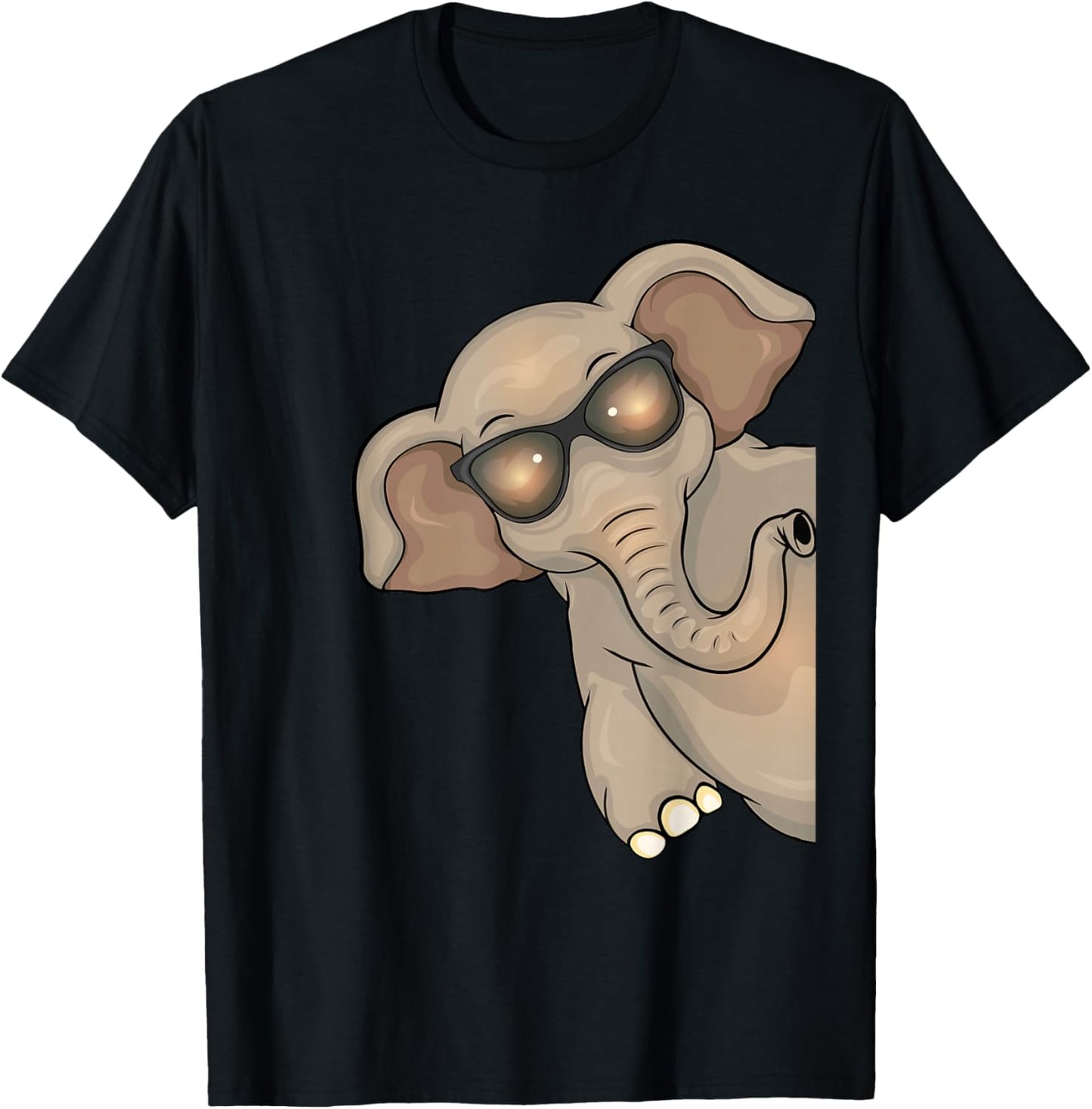 Cool Elephant with Sunglasses Kids Elephant Lover T-Shirt - T-Shirt | Black