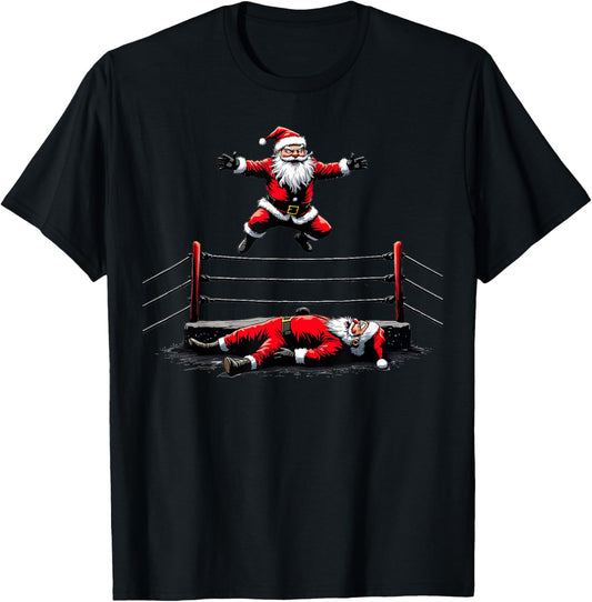Funny Christmas Santa Claus Graphic Wrestling Wrestler T-Shirt - T-Shirt | Black