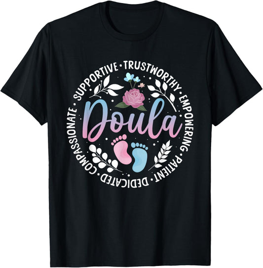 Cute Doula Art Mom Midwife Labor & Delivery Doula T-Shirt - T-Shirt | Black