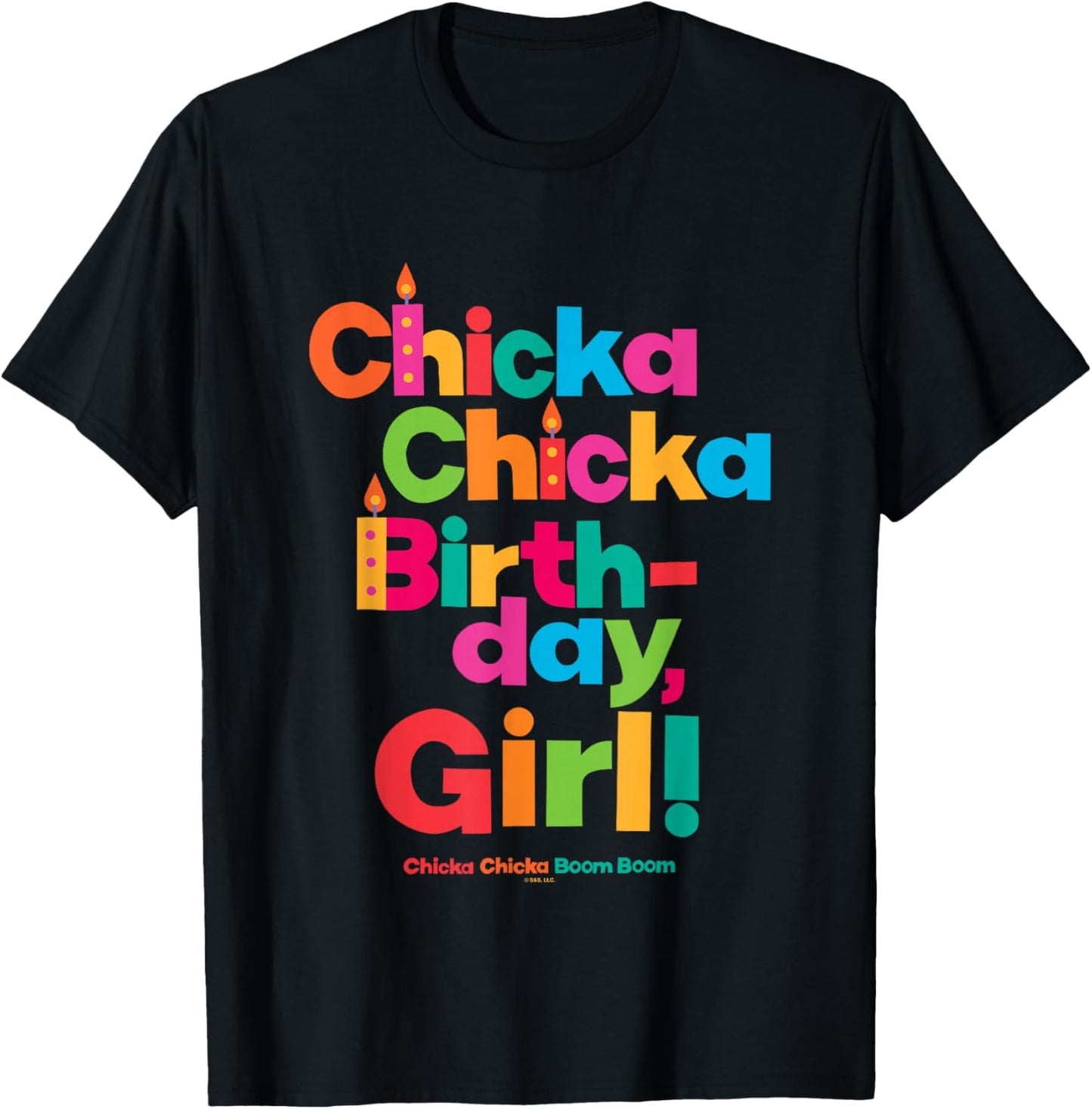 Chicka Chicka Boom Boom Happy Birthday Chicka Girl! Big Logo T-Shirt - T-Shirt | Black