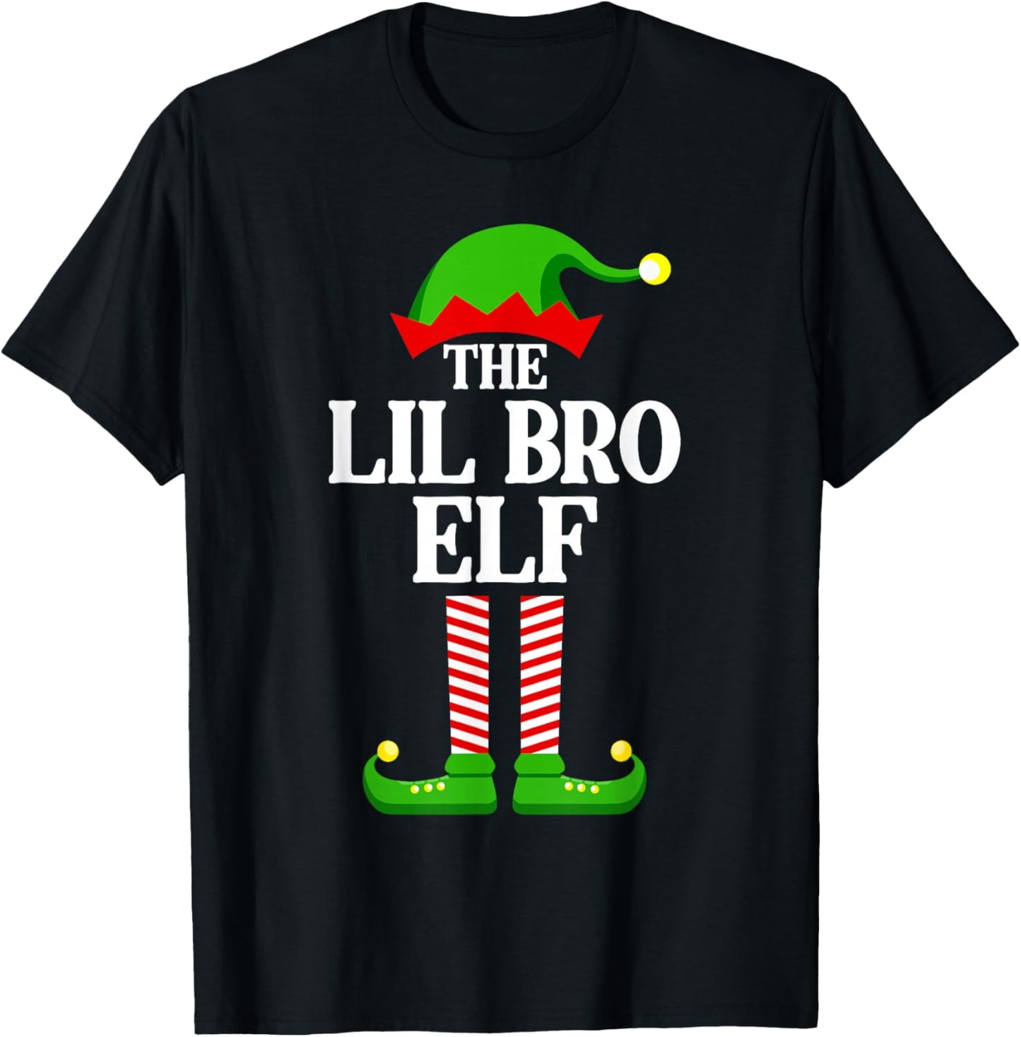 Lil Bro Elf Family Matching Group Funny Christmas Brother T-Shirt - T-Shirt | Black
