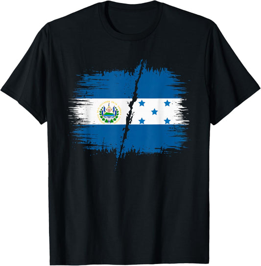 Half Salvadorian Half Honduran Honduras Flag El Salvador T-Shirt - T-Shirt | Black