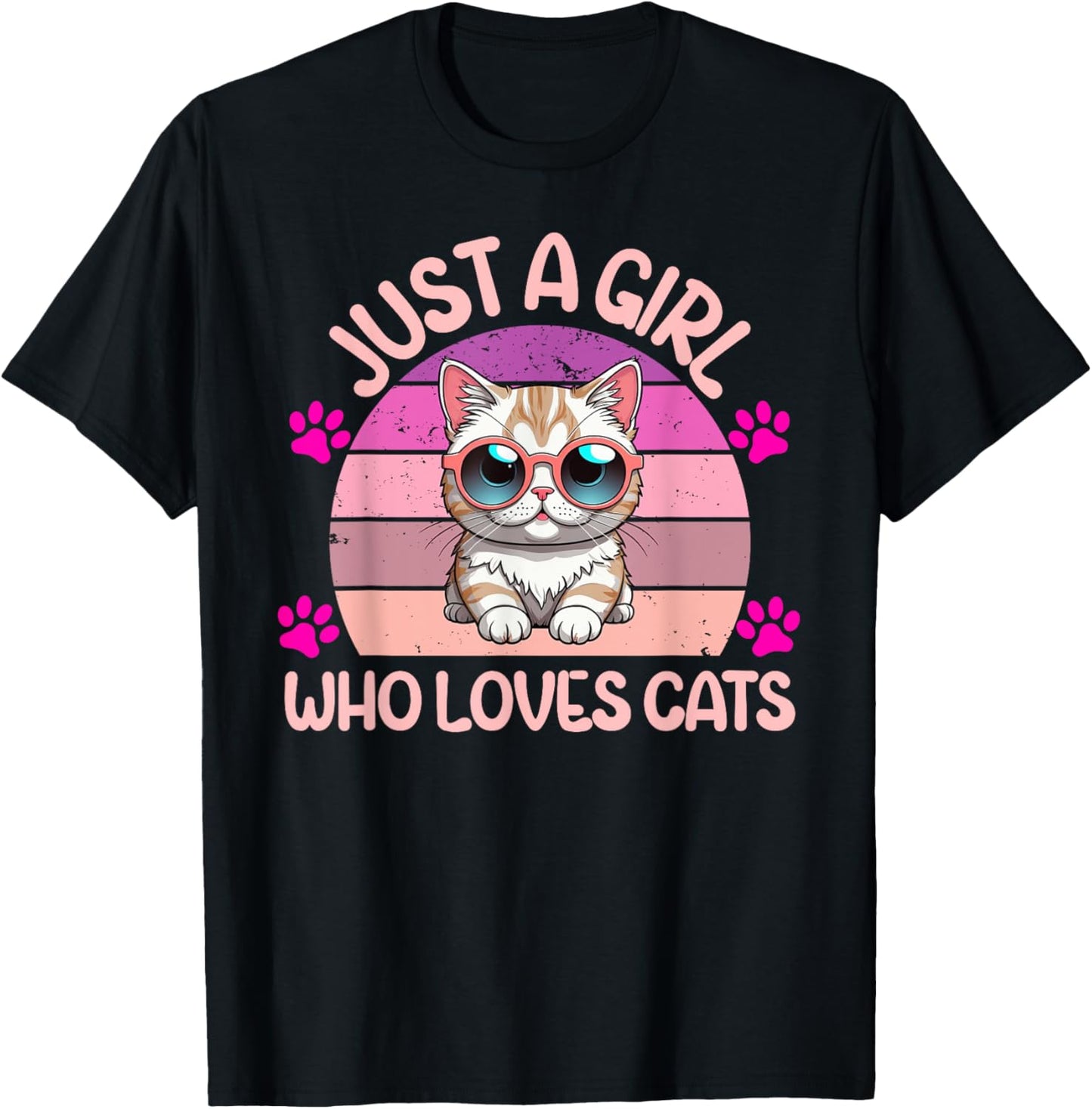 Cats Just A Girl Who Loves Cats Cute Cat ideas T-Shirt - T-Shirt | Black