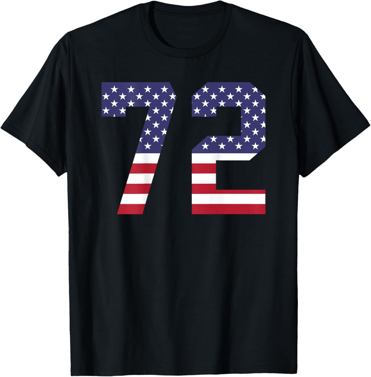 Number 72 BACKSIDE American Flag - Patriotic Jersey Numbered T-Shirt - T-Shirt | Black