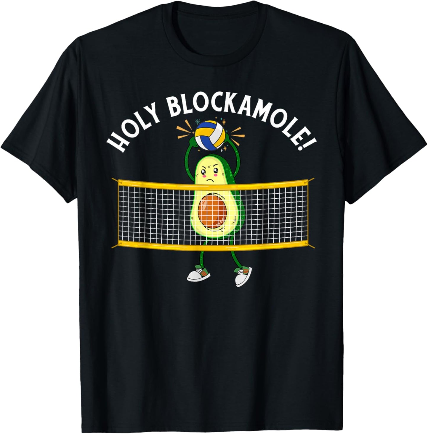 Holy Blockamole Volleyball Cute Funny Avocado Men Women Gift T-Shirt - T-Shirt | Black