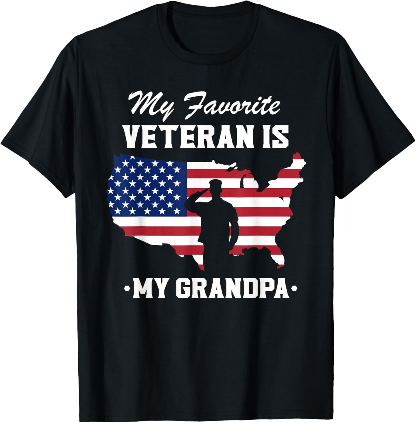 Veterans Day 2024 Military My Favorite Veteran Is My Grandpa T-Shirt - T-Shirt | Black