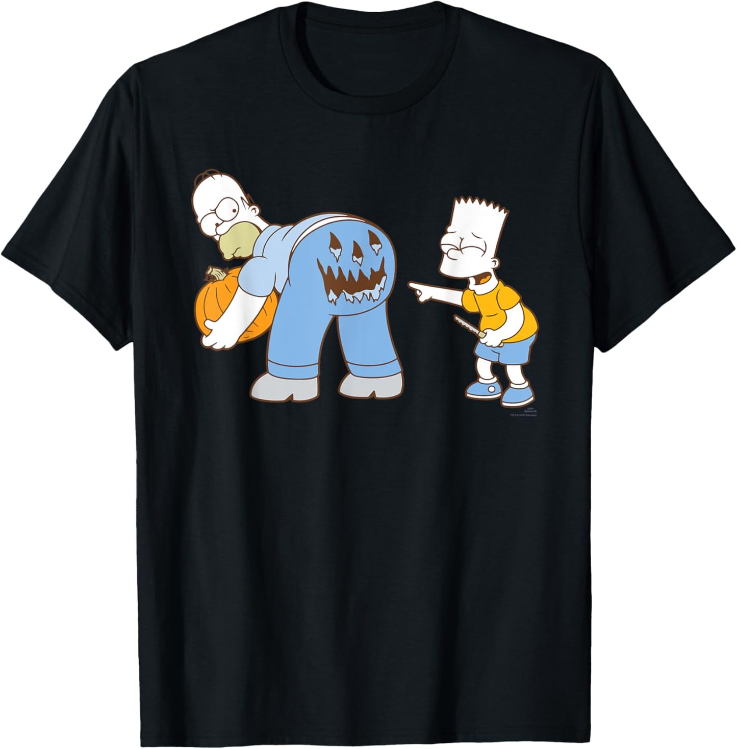 The Simpsons Halloween Bart and Homer Jack-O’-Lantern Butt T-Shirt - T-Shirt | Black
