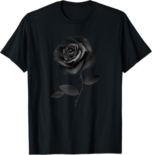 Beautiful Black Rose Flower Silhouette T-Shirt - T-Shirt | Black