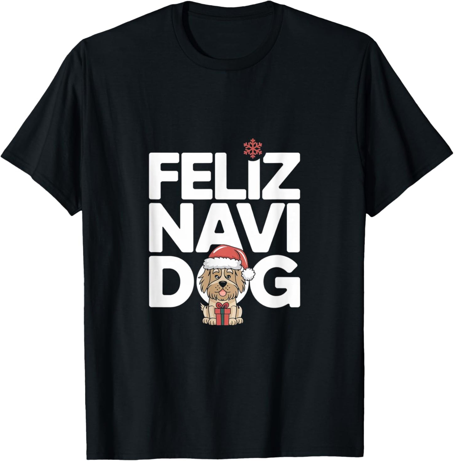 Feliz Navidog - Funny Feliz Navidad Pun Christmas Dog T-Shirt - T-Shirt | Black