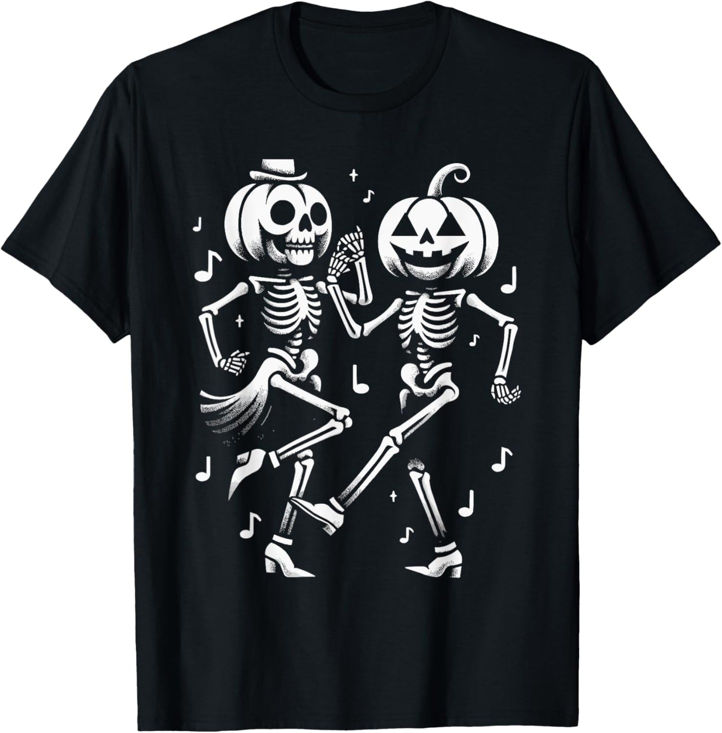 Pumpkin Skeleton Dancing Tap Dance Vantage Halloween T-Shirt - T-Shirt | Black
