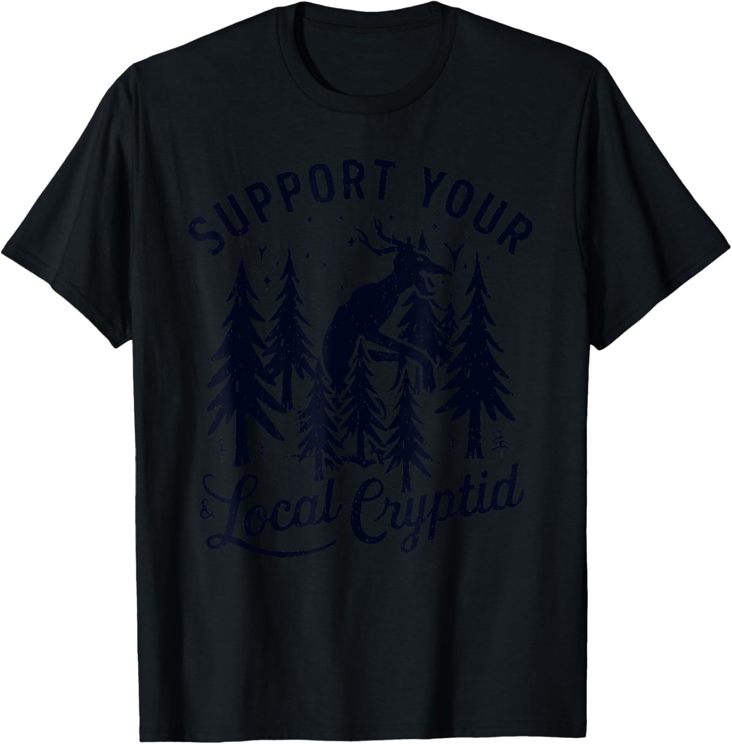 Official Cryptid Research Team Wendigo Hunting Creatures T-Shirt - T-Shirt | Black
