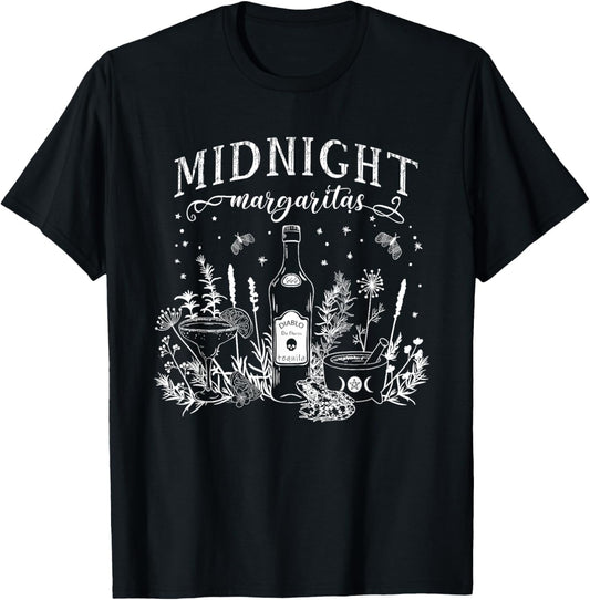 Midnight Margaritas Party Halloween Witch Spooky T-Shirt - T-Shirt | Black