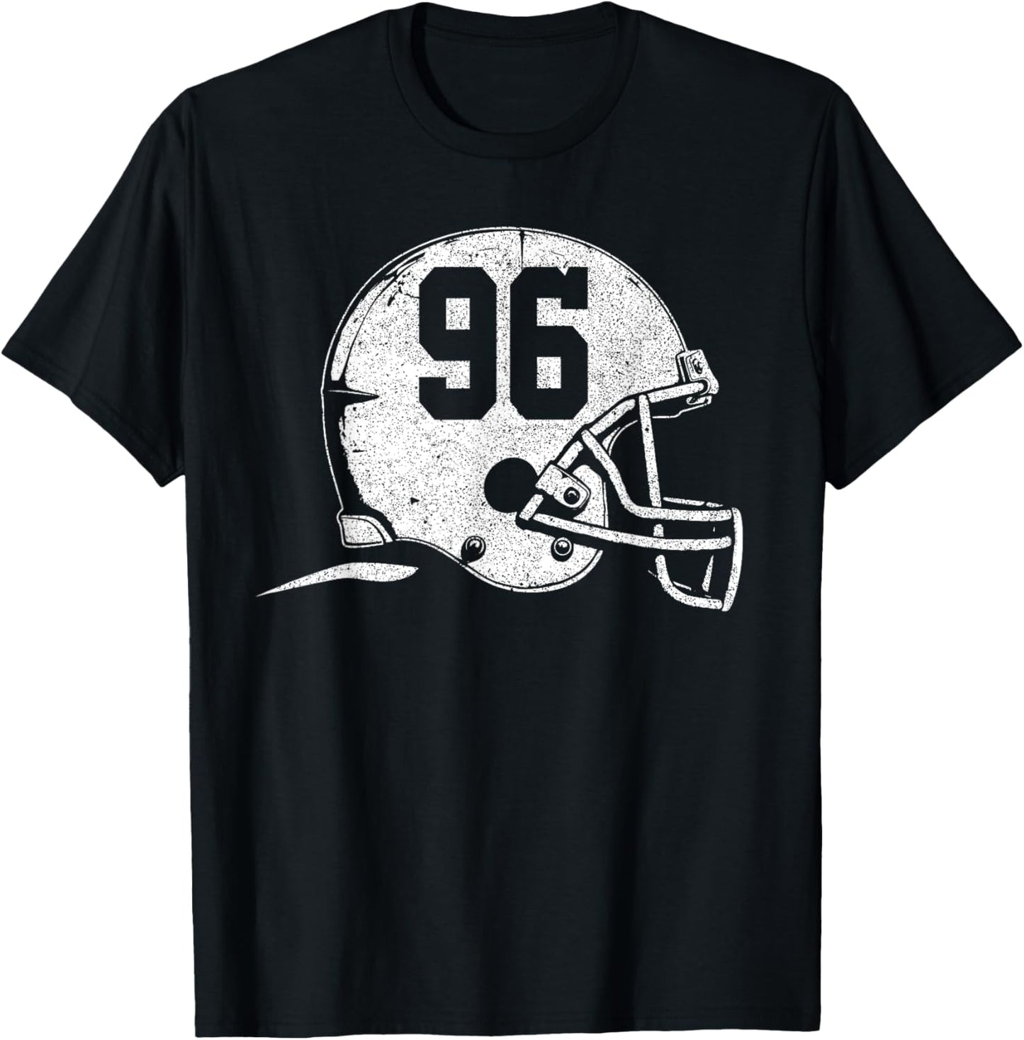 Number 96 Football Helmet Player Fun Number T-Shirt - T-Shirt | Black