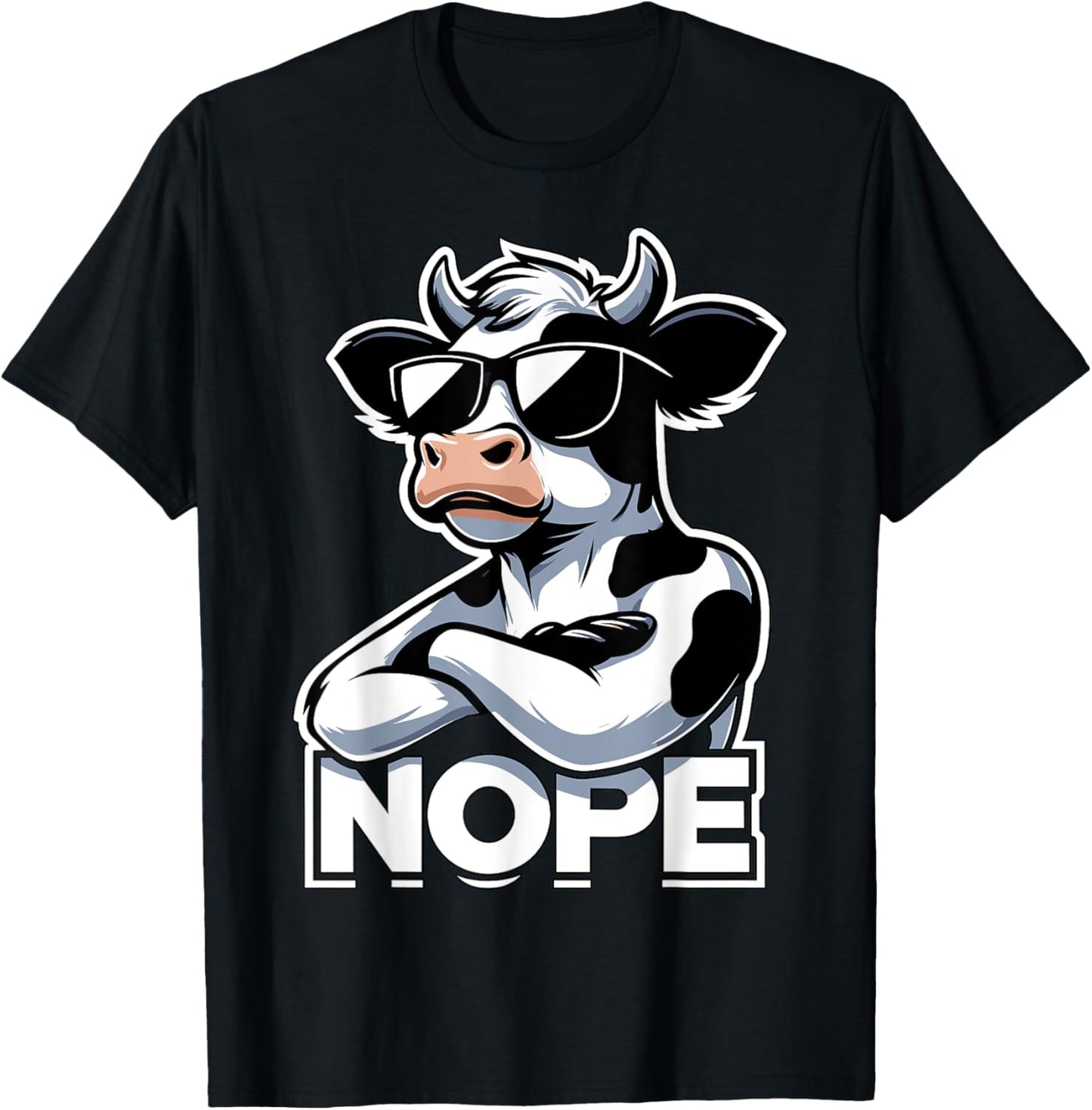 Nope Cow with Sunglasses T-Shirt - T-Shirt | Black