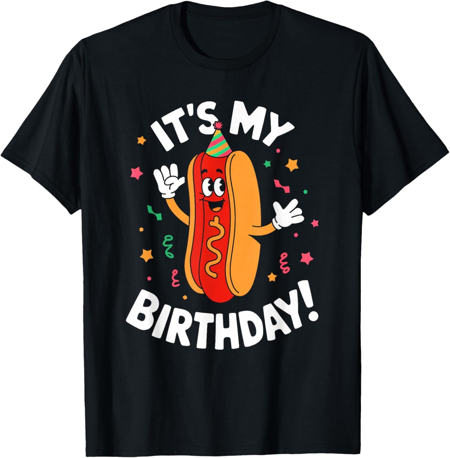 It's My Birthday Hotdog Sandwich Bday Party Boys Girls Kids T-Shirt - T-Shirt | Black