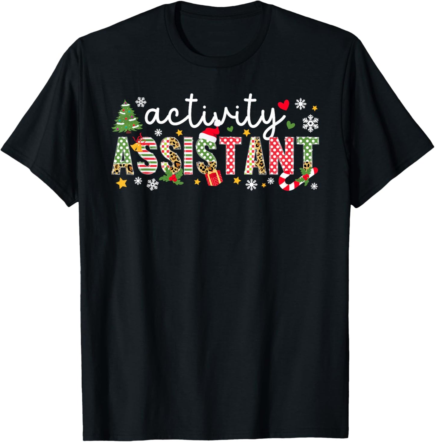 Activity Assistant Christmas Activities Assistant Xmas T-Shirt - T-Shirt | Black