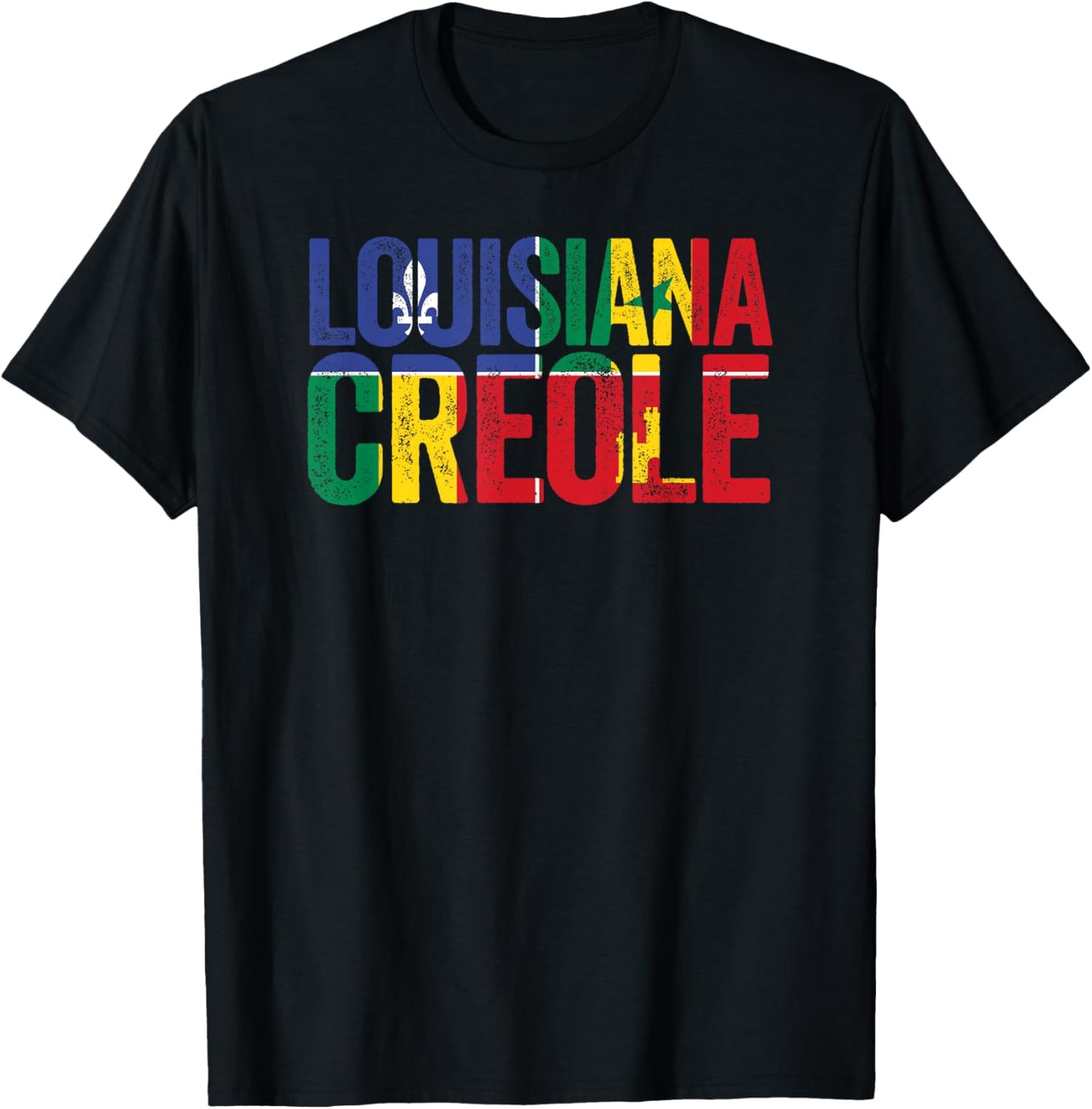 Louisiana Creole Flag Vintage T-Shirt - T-Shirt | Black
