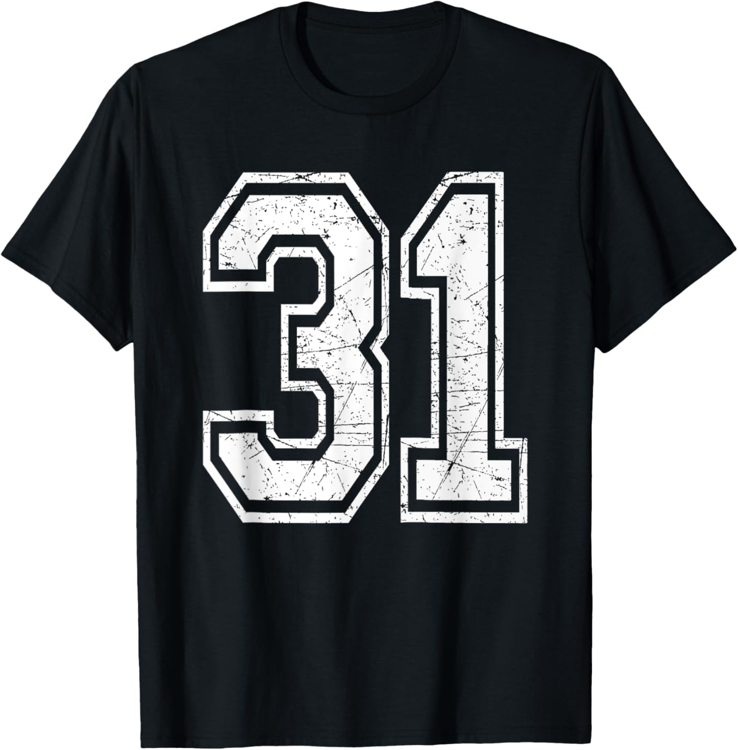 Number 31 Varsity Sports Team Jersey 31st Birthday T-Shirt - T-Shirt | Black