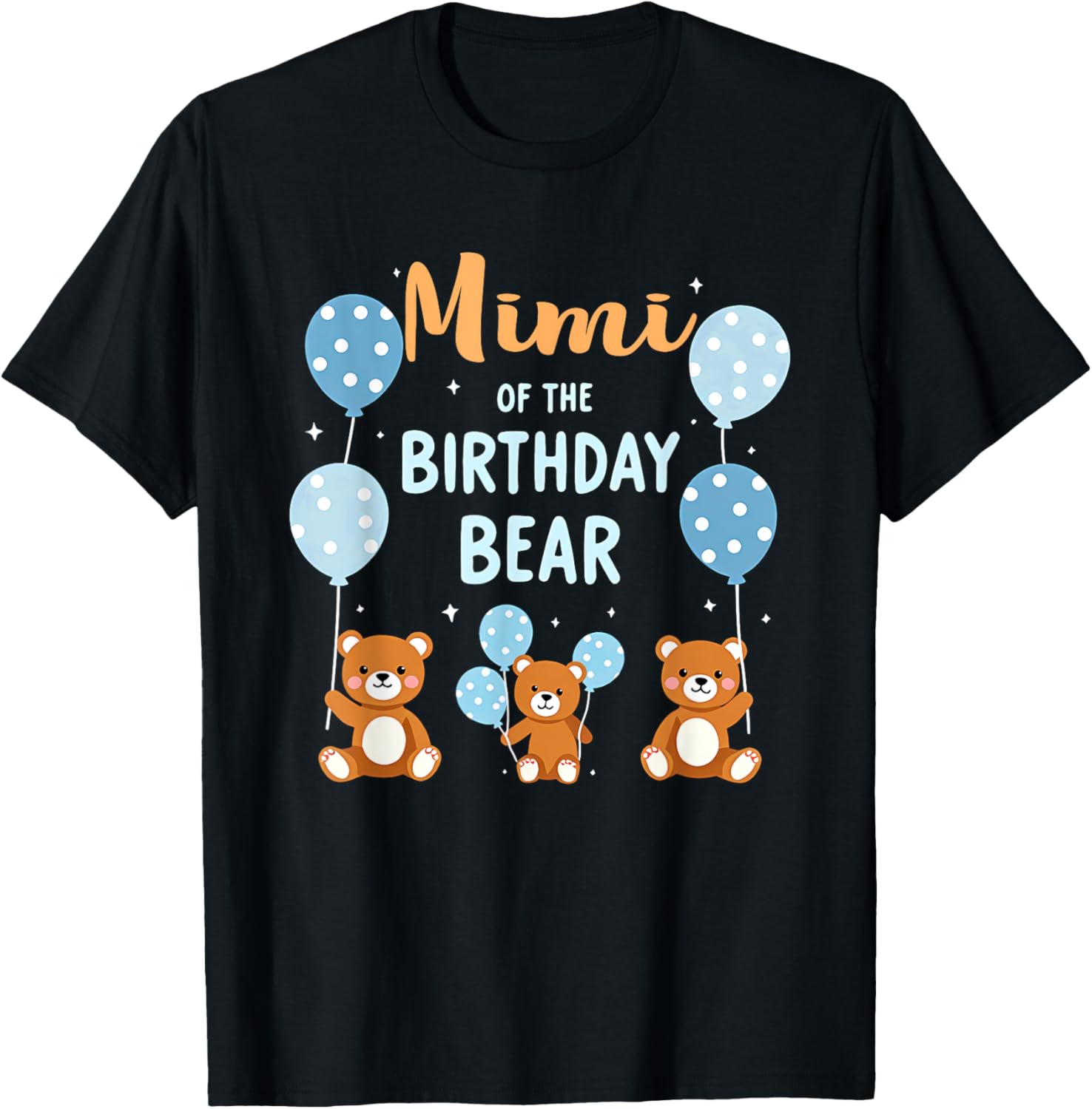 Birthday Bear Grandma Mimi Of The Birthday Boy T-Shirt - T-Shirt | Black