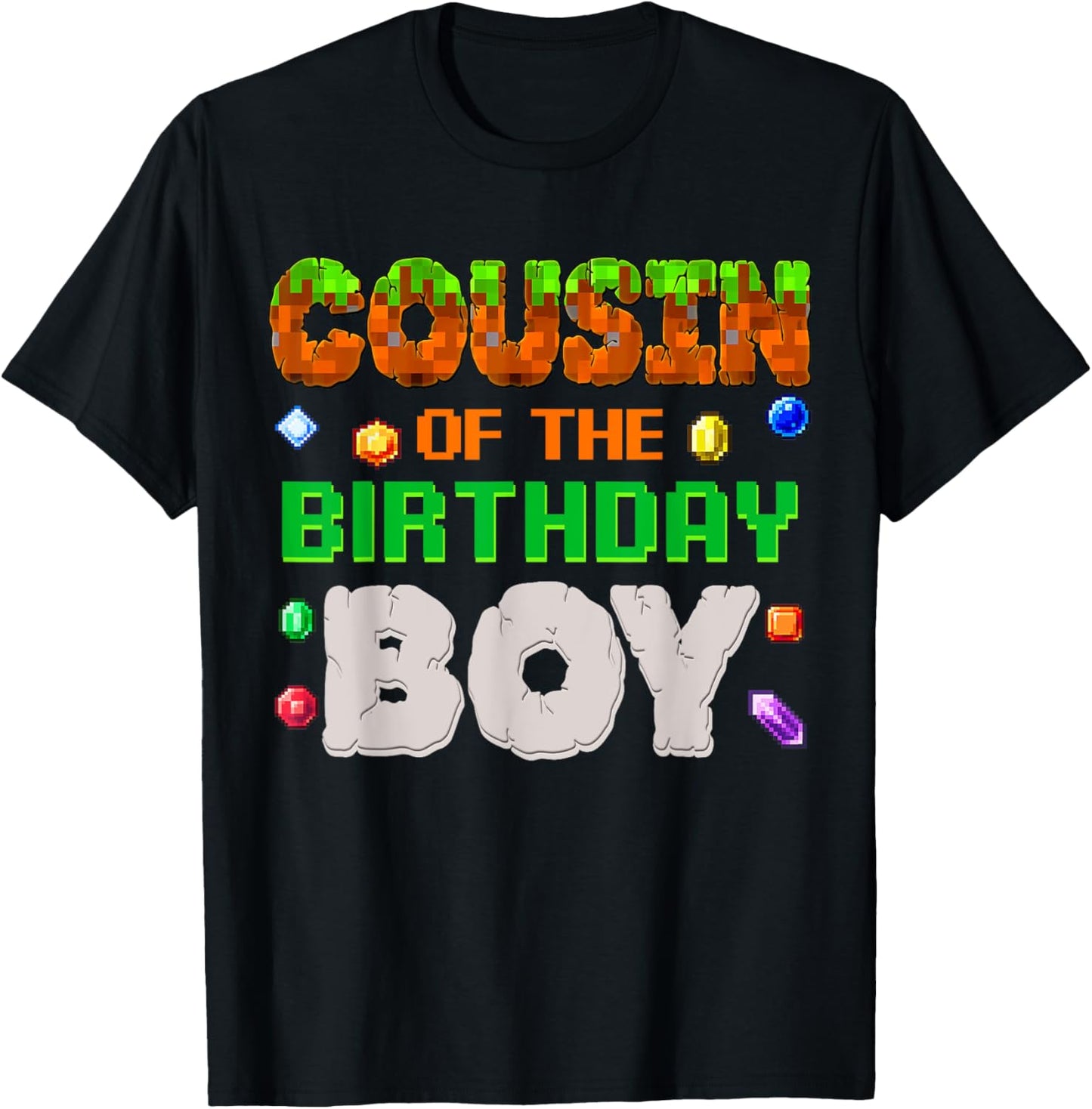 Cousin Of The Birthday Boy Video Gamer Black Boys' Birthday Pixel Number T-Shirt - T-Shirt | Black