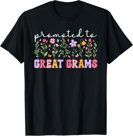 Promoted To Great Grams Future Great Grams To Be T-Shirt - T-Shirt | Black