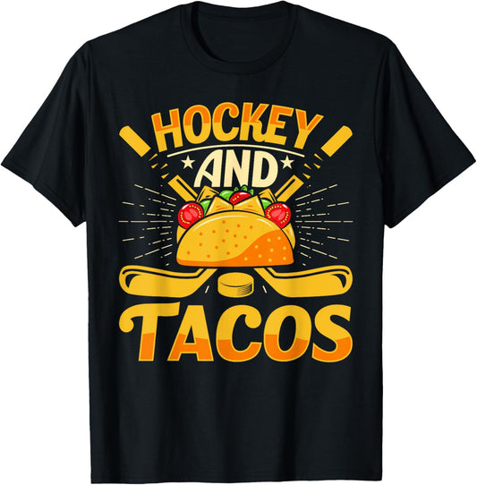 Hockey and Tacos Funny Ice Hockey Lover Youth Player Kids T-Shirt - T-Shirt | Black
