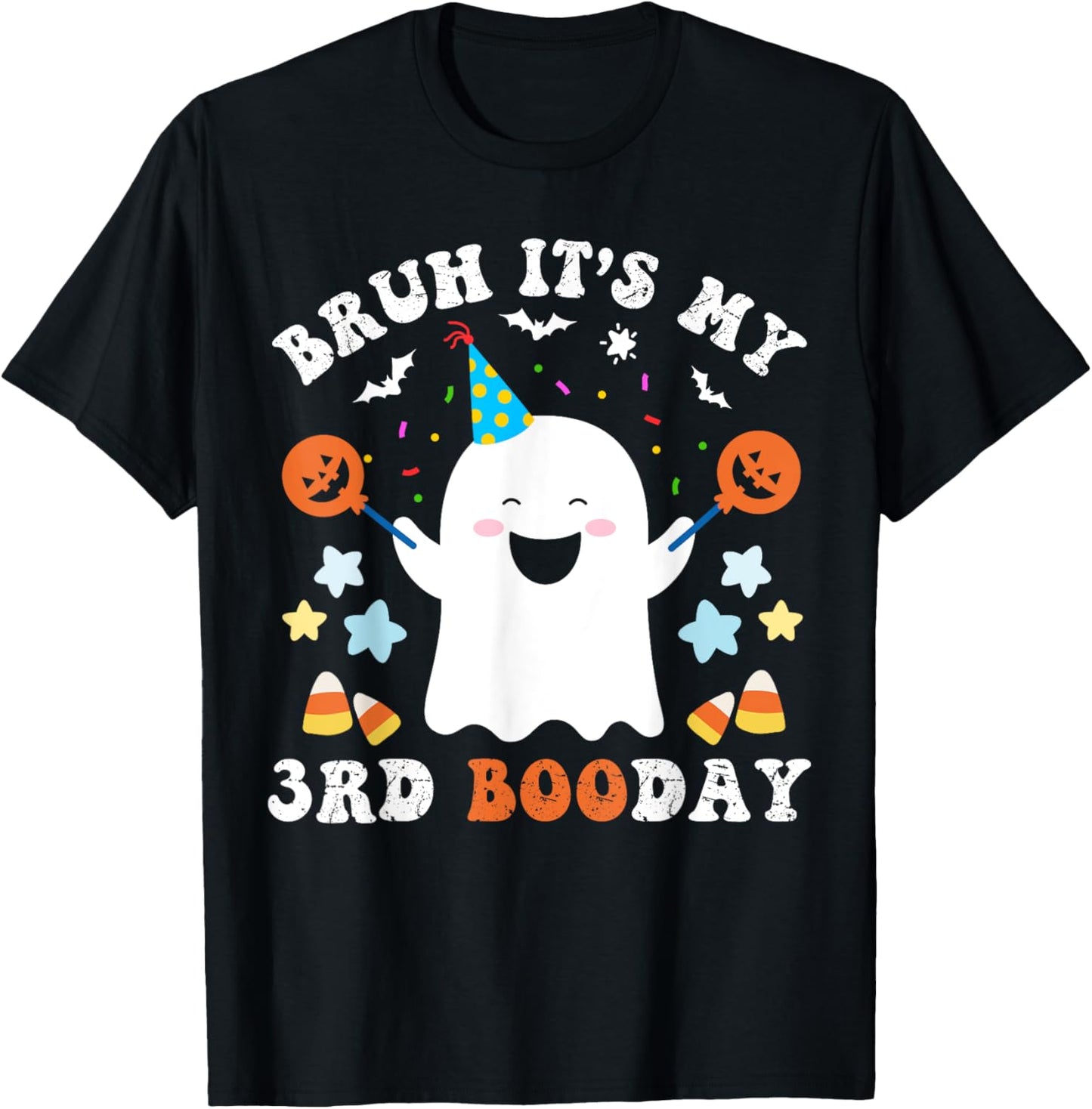 Bruh It's My 3rd Boo Day-Funny Halloween Ghost Birthday Kids T-Shirt - T-Shirt | Black