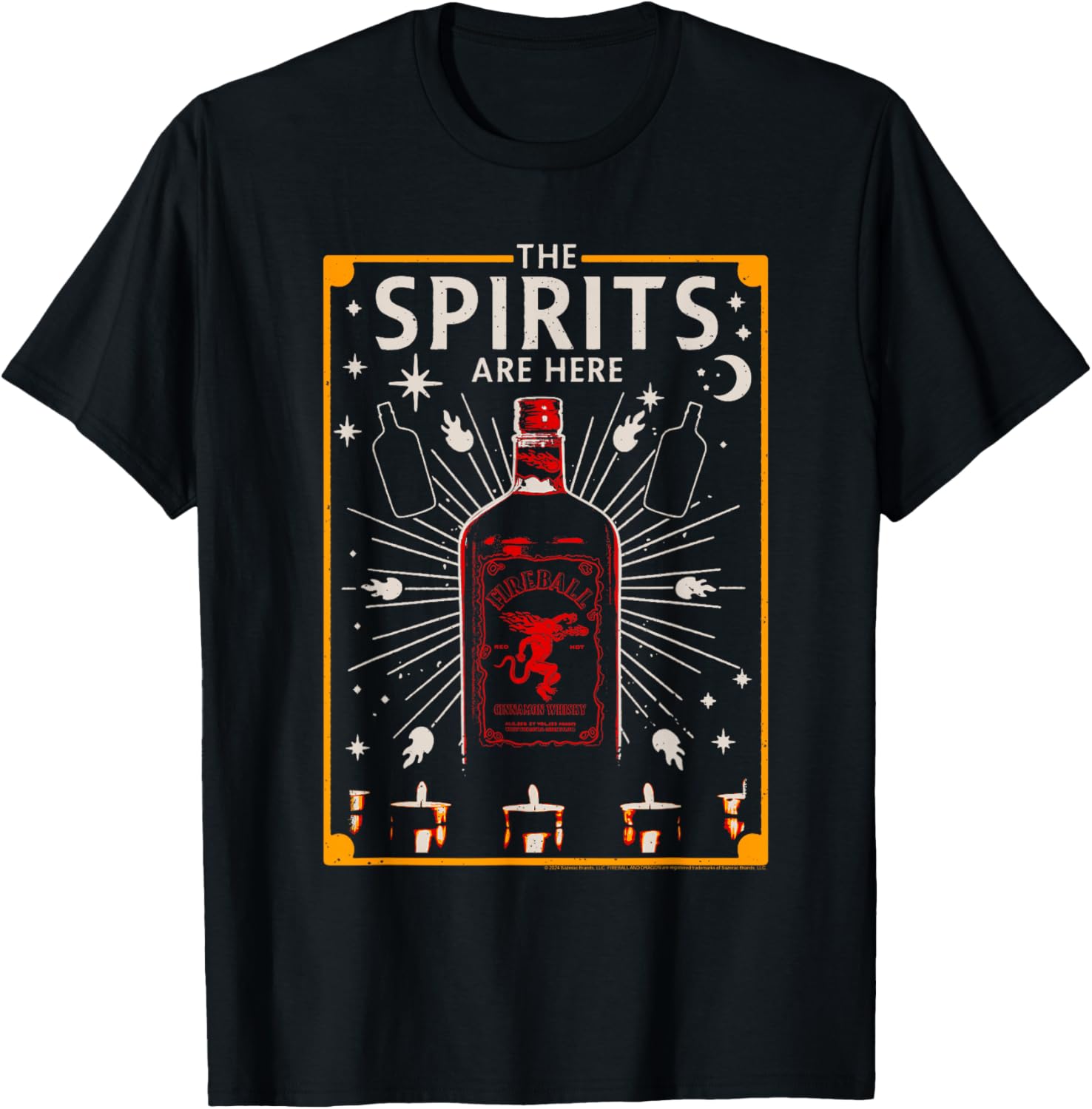 Fireball Cinnamon Whisky Bottle Spirits Are Here T-Shirt - T-Shirt | Black