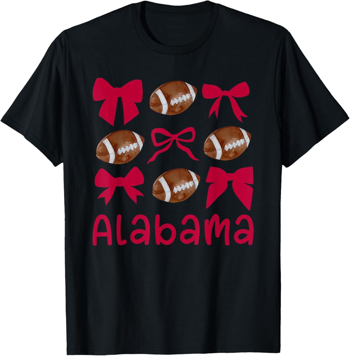Alabama Women Girls Kids Sister Daughter Niece Coquette Bow T-Shirt - T-Shirt | Black