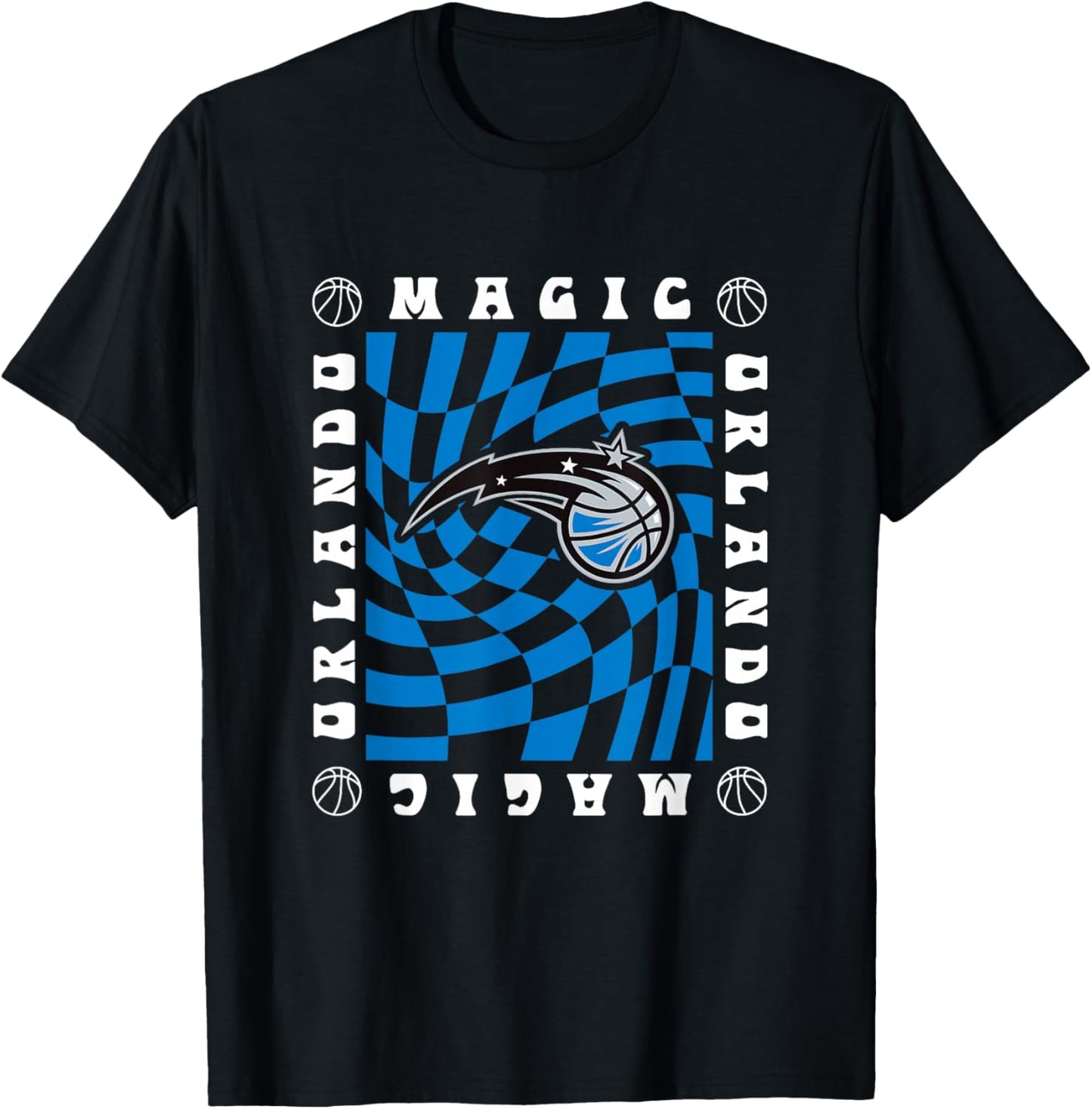 NBA Orlando Magic Retro Checkerboard Wave T-Shirt - T-Shirt | Black
