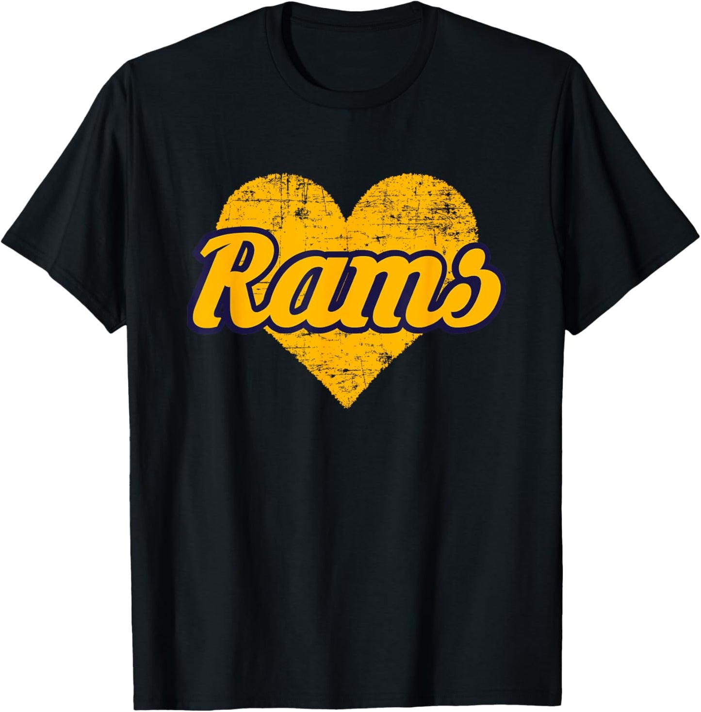 Reidsville Rams Over Heart T-Shirt - T-Shirt | Black